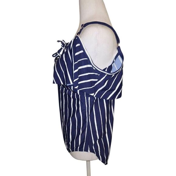 Raisins Curve Women's PLUS Size 18W Navy/White Stripe One Piece Bathing Suit - Picture 3 of 8